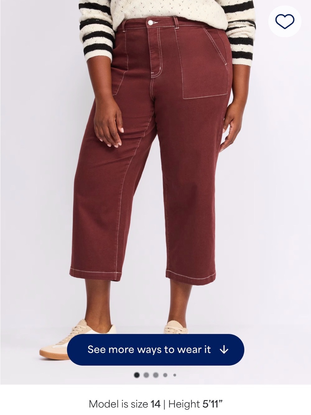 Studio Cropped Wide-Leg Pants - Burgundy
